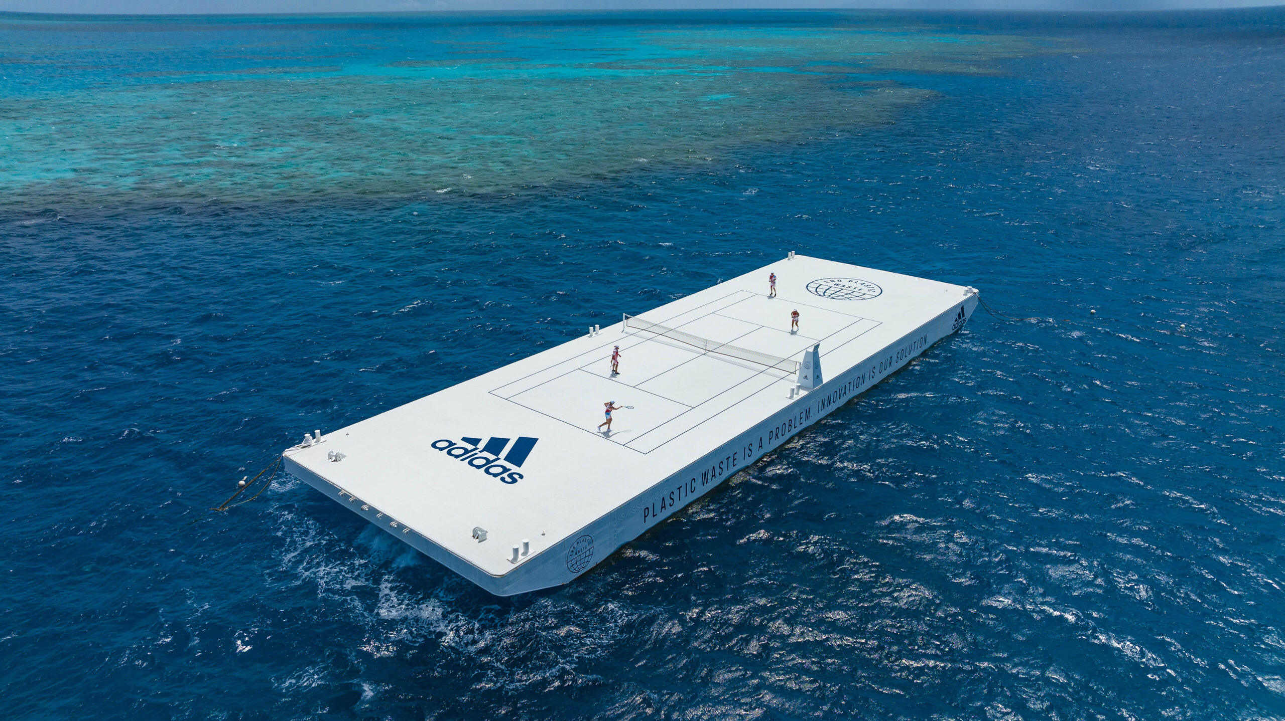 Adidas floating tennis court