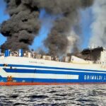 Flames Engulf Grimaldi Ferry Travelling from Greece to Italy