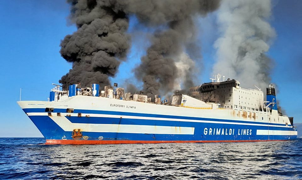 Flames Engulf Grimaldi Ferry Travelling from Greece to Italy