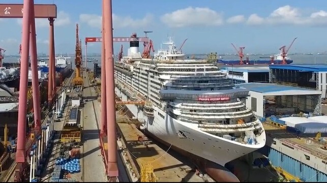 China-first-large-cruise-ship-in-dry-dock
